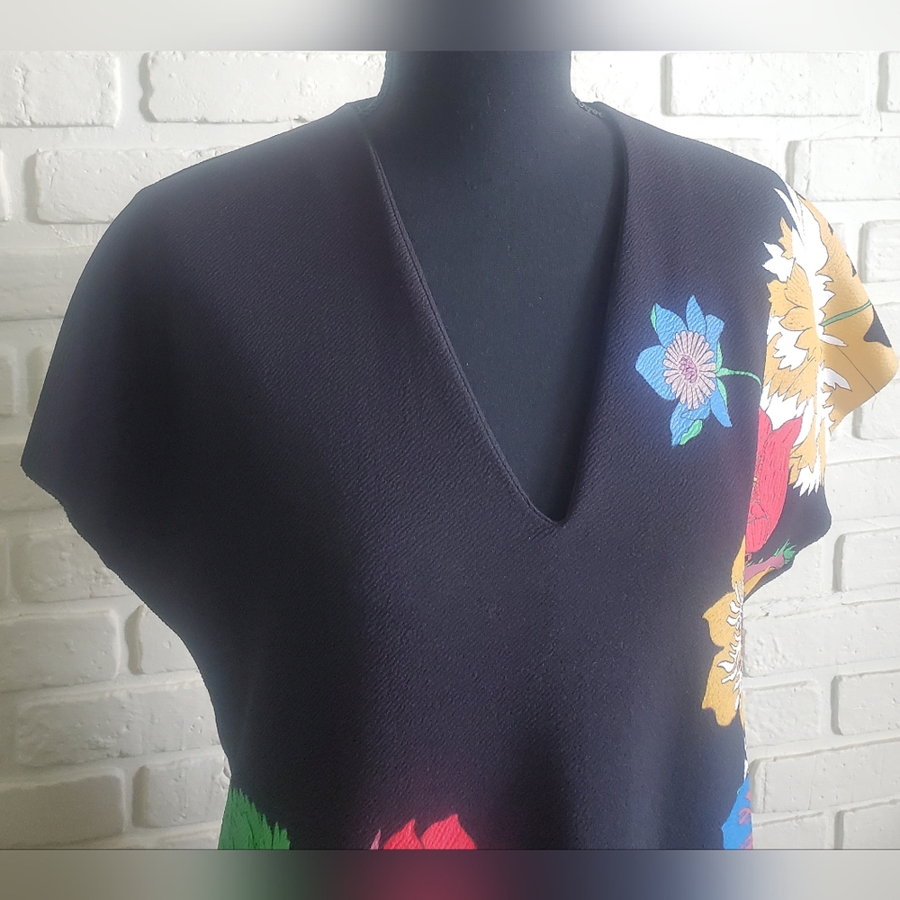 Zara Bold Floral Printed Tunic Dress Boho Cap Sleeves - Picture 3 of 14